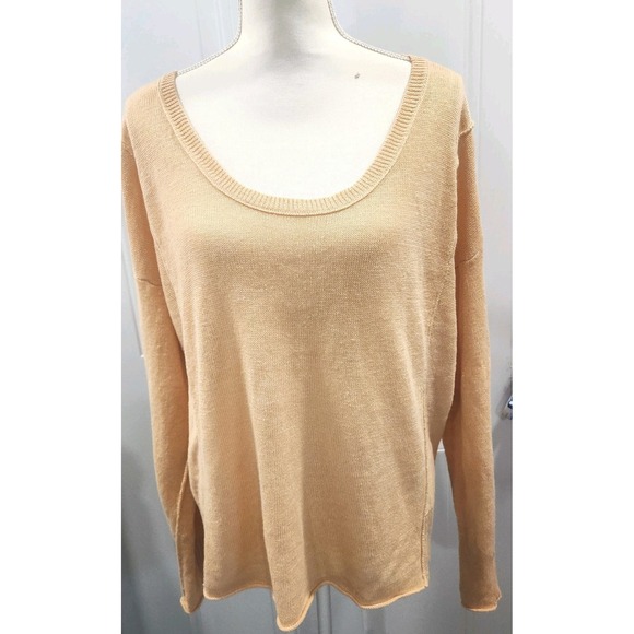 Eileen Fisher Tops - EILEEN FISHER Peach 100% Linen‎ Long Sleeve Top Womens Size Large